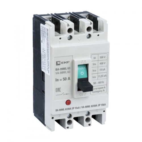 Автоматический выключательВА-99М 63/50А 3P 15кА EKF Basic | код. mccb99-63-50mI | EKF 